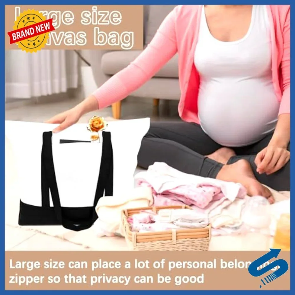 Large Canvas Tote Bag with Zipper and Side Pockets Stylish Versatile Daily